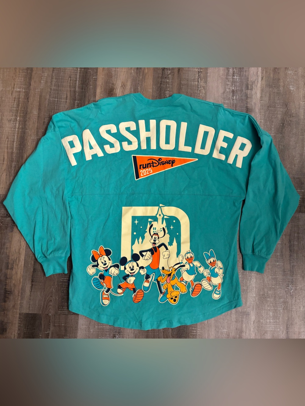 runDisney 2025 Marathon Weekend Passholder Spirit Jersey Teal Mickey Size Small
